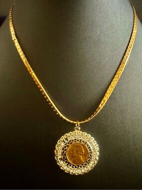 Gold-Tone Coin Pendant Necklace - Women Jewelry
